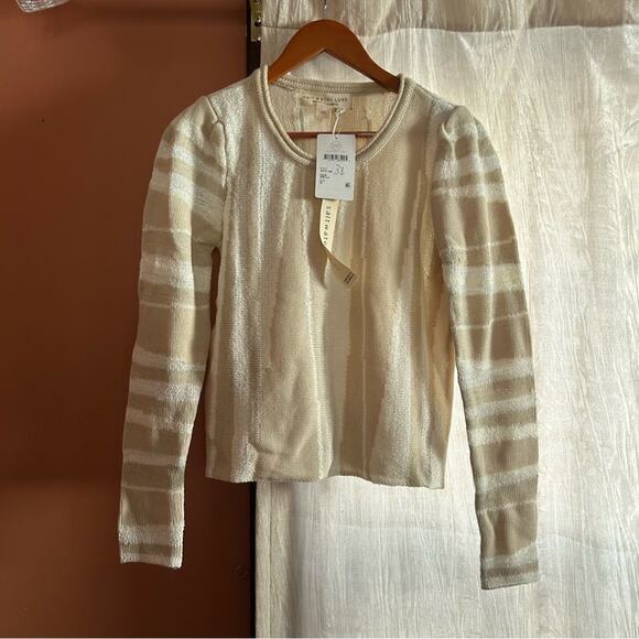 saltwater LUXE Sweaters - Saltwater Luxe Connell Long Sleeve Mixed Media Sweater Vanilla Cream Tan NWT XS